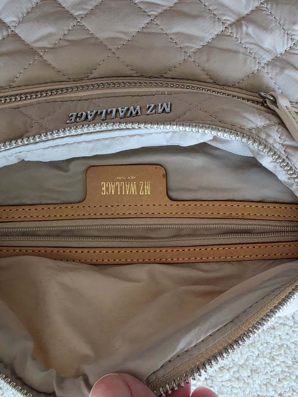 MZ Wallace Cream Quilted Crosby Crossbody Sling - Picture 7 of 13